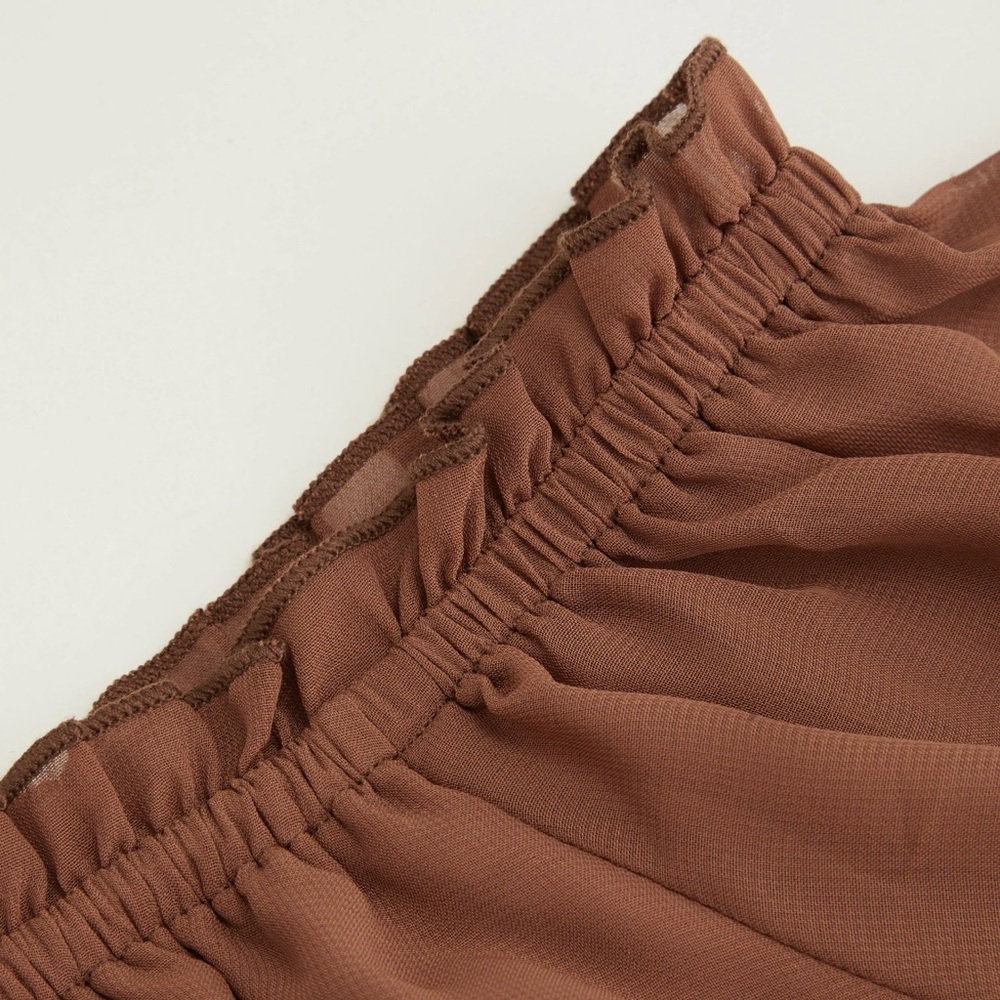 Cider OFF-SHOULDER LANTERN SLEEVE ASYMMETRICAL RUFFLE HEM MINI DRESS XS - Picture 3 of 7